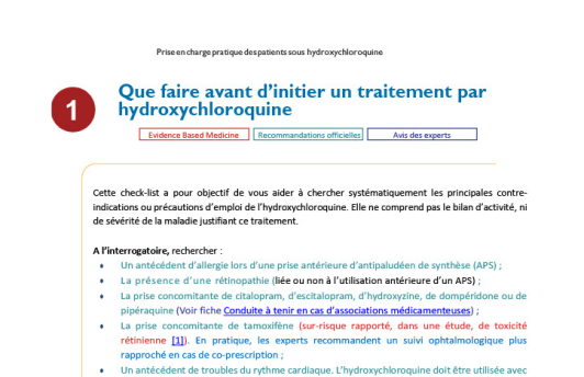 Fiche traitement hydroxychloroquine